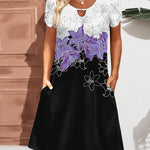 Nadorine Women's Casual A-Line Dresses with Pockets Floral Tshirt Dress