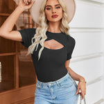 Zeagoo Womens Short Sleeve T Shirts 2024 Summer Casual Knit Slim Fit Trendy Basic Cute Sweater Tops