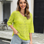 Nadorine Women's Crochet Off The Shoulder Hollow Out Knit Tops