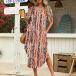 Nadorine Maxi Dress with Pockets Short Sleeve Sundress