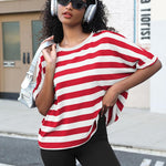 Nadorine Women Short Sleeve T Shirts Round Neck Oversized Tee