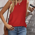 Nadorine Sleeveless Eyelet Shirts High Neck Top