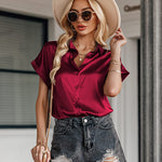 Satin Button Down Shirts- Nadorine (Us Only)
