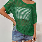 Nadorine Short Sleeve Crochet Sweater Tops