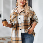 Nadorine Women's Plus Size Flannel Plaid Shacket