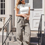 Nadorine Crop Tops Short Sleeve Slim Fit Basic T Shirts