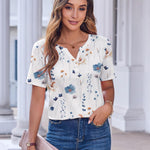 Nadorine Casual Short Sleeve V Neck Shirts Business Dressy Tunic Blouses
