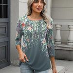 Nadorine 3/4 Length Sleeve Women Tops Blouses
