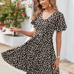 Zeagoo Womens Casual Swing Floral Ruffle Short Sleeve Sundresses