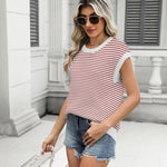 Nadorine Cap Sleeve Sweater Vest Knit Sweater