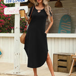 Nadorine Maxi Dress with Pockets Short Sleeve Sundress