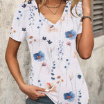Nadorine Short Sleeve Shirts Dressy Tops with Pleats