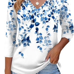 Nadorine 3/4 Length Sleeve Womens Tops Casual V Neck Shirts Soft Basic Tees Business Work Blouses