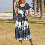 Nadorine Floral Dress Short Sleeve Beach Dress