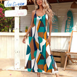 Zeagoo Womens Maxi Dress Spaghetti Strap Casual Printed Dress