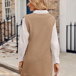 Nadorine Women's Oversized Sweater Vest Dress V Neck Knit Pullover