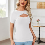 Zeagoo Womens Short Sleeve T Shirts 2024 Summer Casual Knit Slim Fit Trendy Basic Cute Sweater Tops