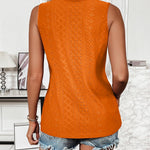 Nadorine Sleeveless Eyelet Shirts High Neck Top