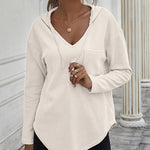 Nadorine Women's Hoodie Long Sleeve V Neck Pullover Tops (DE Only)