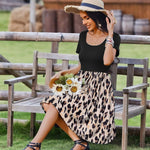 Nadorine Casual Dress Floral Patchwork Dress with Pockets