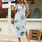 Nadorine Maxi Dress with Pockets Short Sleeve Sundress