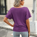 Nadorine Women's Short Sleeve Shirts V Neck Blouse
