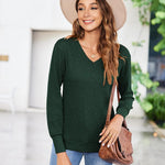 Nadorine Long Sleeve Shirts for Women V Neck Casual Sweaters