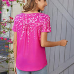 Nadorine Women Tunic Tops Dressy Casual Short Sleeve Floral Shirts