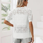 Nadorine Women's Short Sleeve Cardigan V-Neck Button up Sweater