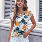 Zeagoo Womens Cap Sleeve V Neck T Shirts with Pocket