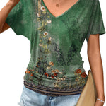 Nadorine Women's Short Sleeve Shirts V Neck Blouse