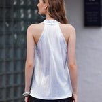 Nadorine Glitter Tops Women's Halterneck Party Sequin Top (DE Only)