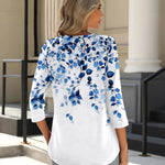 Nadorine 3/4 Length Sleeve Tops Loose Fit Shirts Pleated Tunics