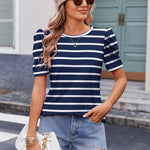 Nadorine Blouse Dressy Casual Puff Short Sleeve Boho Tops