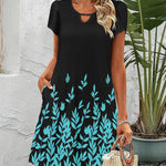 Nadorine Women's Casual A-Line Dresses with Pockets Floral Tshirt Dress