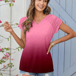 Nadorine Short Sleeve Shirts Loose Fit V Neck T Shirts