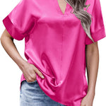 Satin Silk Blouse Tops - Nadorine (Us Only)