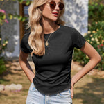 Zeagoo Womens Basic T-Shirts Crewneck Short Sleeve Curved Hem Summer Crop Tops Fitted Tees Y2k Clothing