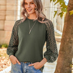 Nadorine Elegant Blouse Long Sleeve Crew Neck T Shirt (DE Only)