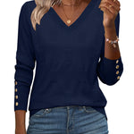 Nadorine Casual Ribbed Knit V-Neck Sweater (US Only)