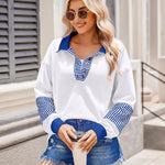 Zeagoo Women's Sweatshirt Striped Long Sleeve Henley Button Tunic Tops