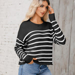 Nadorine Women's Crew Neck Cropped Sweater Long Sleeve Knit Tops