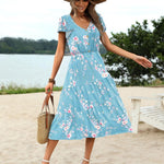 Nadorine Women's Casual Dress Flutter Button Down Tiered Flowy Dress