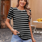 Nadorine Blouse Dressy Casual Puff Short Sleeve Boho Tops