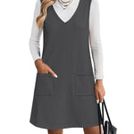 Trendy V-neck Sweater Knit Vest Dress (US Only)