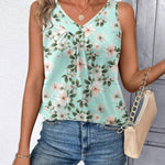 Nadorine Tank Tops Loose Fit V Neck Ruched Sleeveless Tops