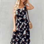 Nadorine Floral Beach Sundress Casual A-Line Midi Tank Dresses