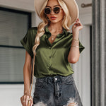 Satin Button Down Shirts- Nadorine (Us Only)