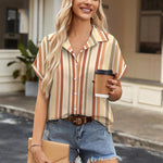 Nadorine Short Sleeve Summer Tops Casual Button Down Shirts
