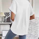 Nadorine Short Sleeve Casual Roll-Up Cuffed Tops
